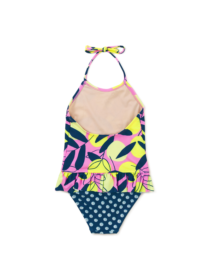 Peplum One-Piece Swimsuit in Mediterranean Citrus - View 2