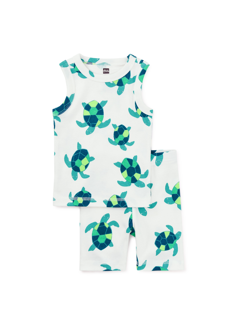 Summer Nights Tank Pajama Set in Tiny Turtles - View 2