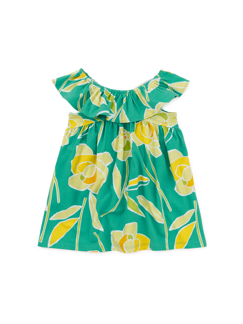 Ruffle Neck Baby Dress in Dos Gardenias - View 1