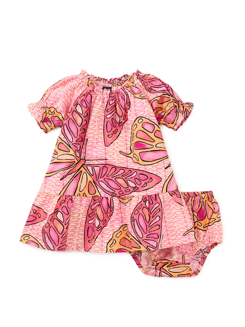 Puff Sleeve Baby Dress in Batik Butterfly - View 1