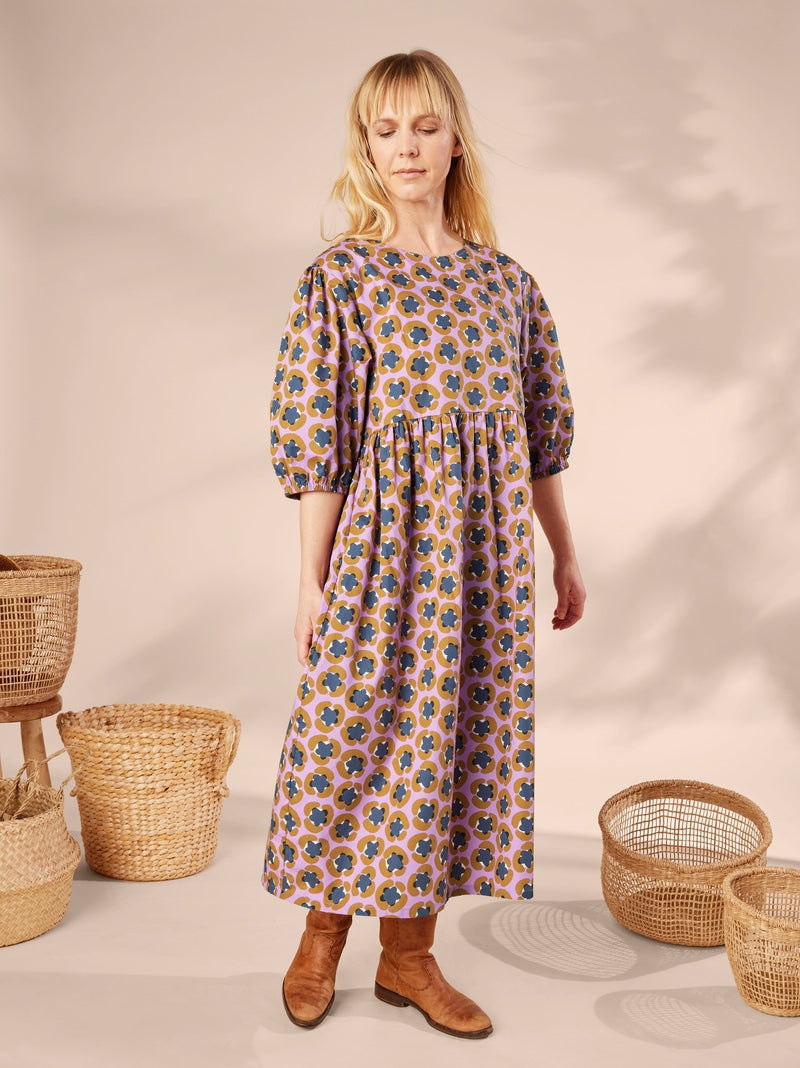 Adult Puff Sleeve Dress in Leopard Floral - View 2