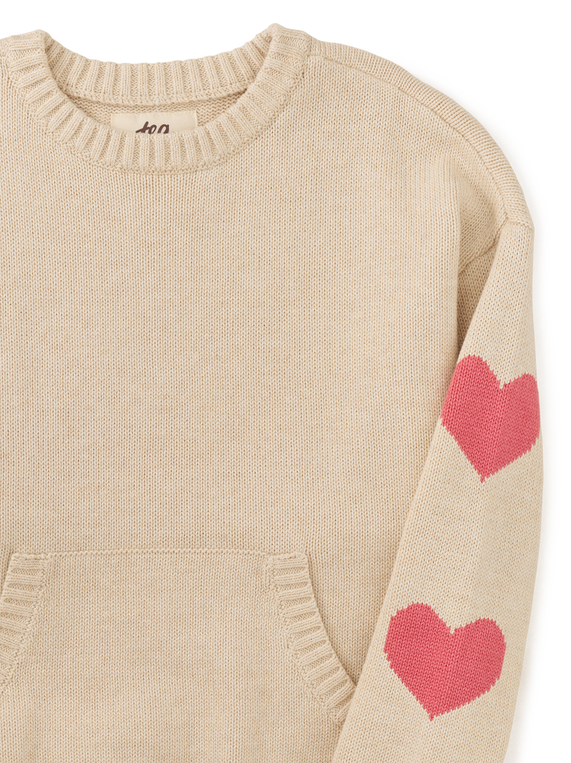 Heart Sleeve Sweater in Oatmeal Heather - View 2