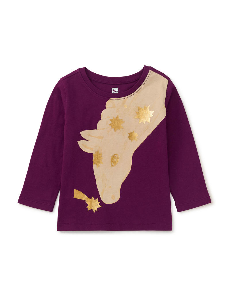 Golden Horse Graphic Tee in Cosmic Berry - View 2