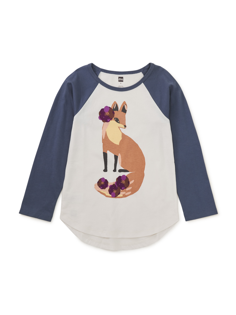 Fancy Fox Graphic Raglan Tee in Chalk - View 1