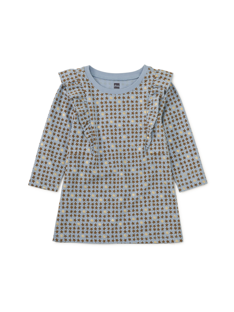 A-Line Ruffle Shoulder Dress in Little Star - View 2