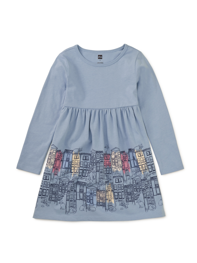Istanbul Skyline Skirted Dress in Scenic Blue - View 1
