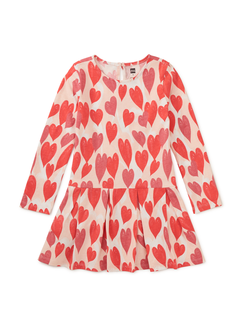 Long Sleeve Pleated Skater Dre in Marbled Hearts - View 1