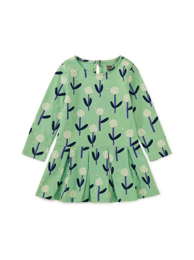 Long Sleeve Pleated Skater Dre in Make A Wish Dandelion - View 2