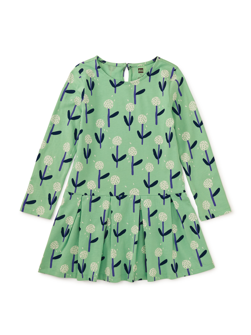 Long Sleeve Pleated Skater Dre in Make A Wish Dandelion - View 1