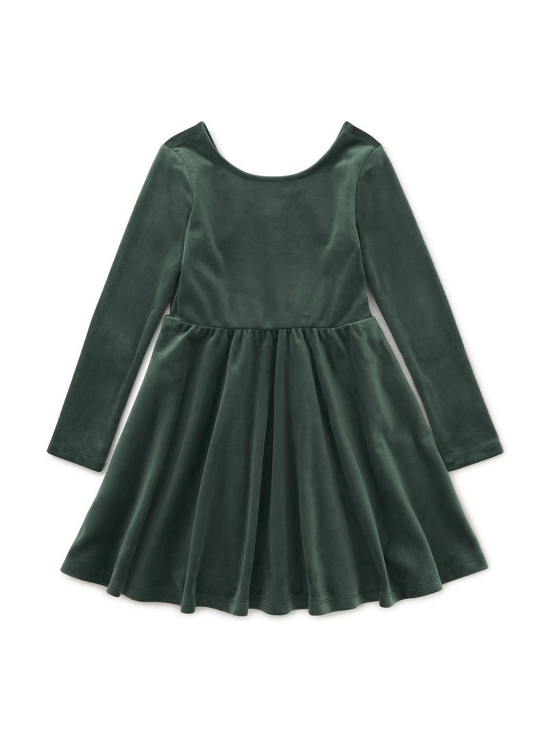 Velour Skater Dress in Pineneedle - View 1
