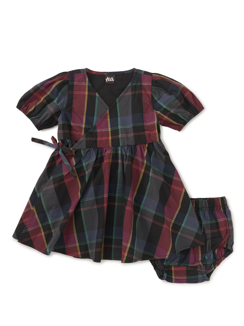 Tie Wrap Neck Dress in Family Plaid - View 2