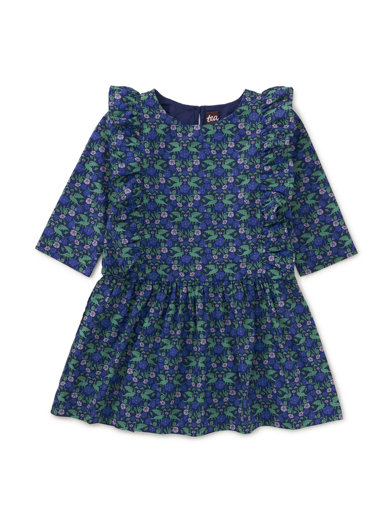 Ruffle Sleeve Dress in Dragon Floral - View 1