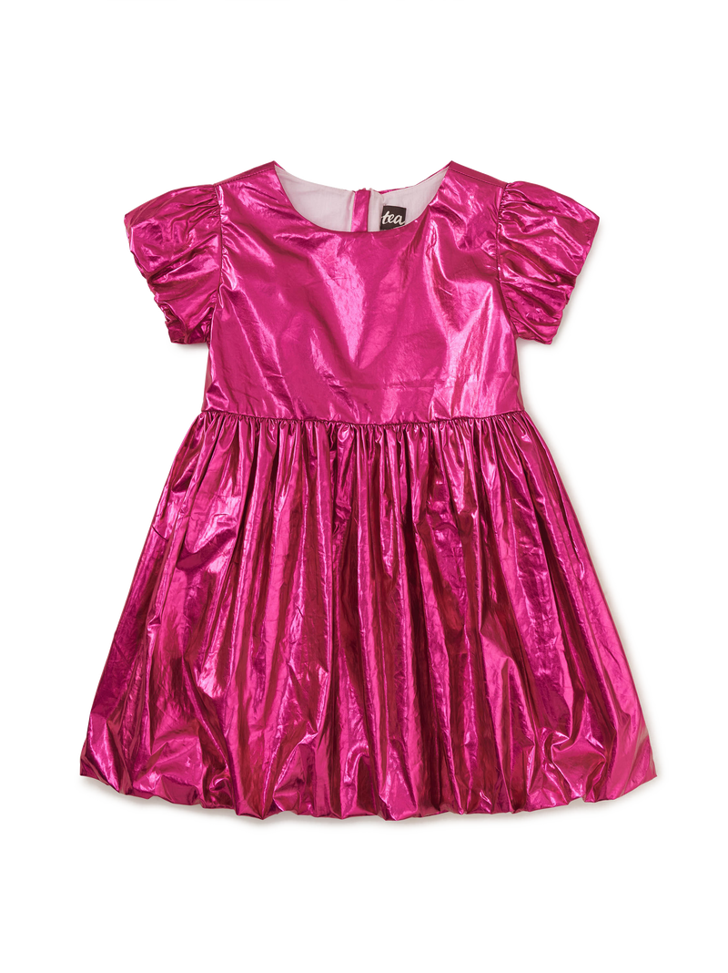 Metallic Balloon Skirted Dress in Metallic Pink - View 1