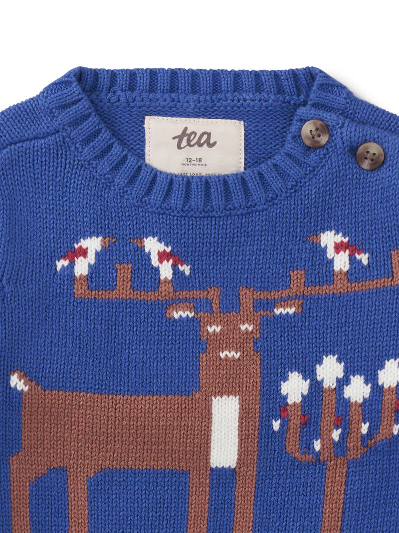 Reindeer Baby Sweater in Majorelle Blue - View 2
