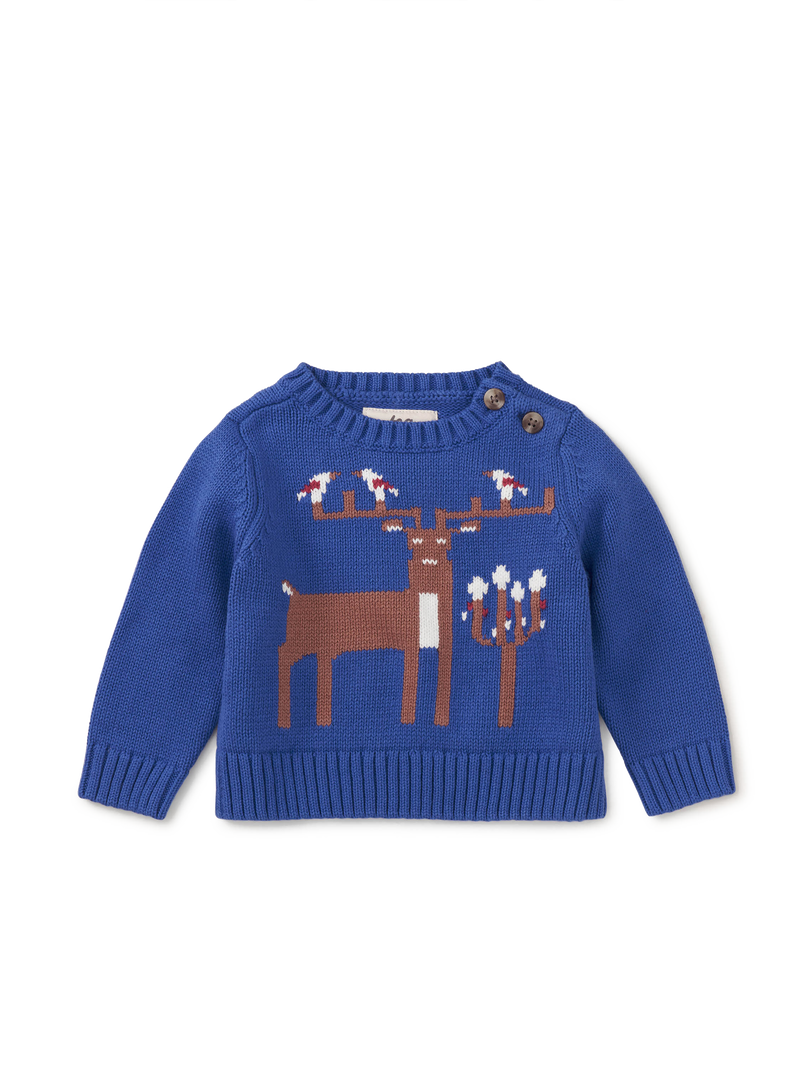 Reindeer Baby Sweater in Majorelle Blue - View 1