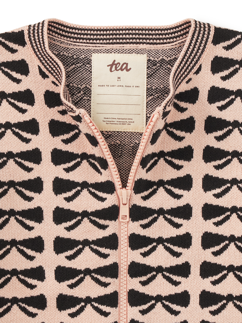 Zip Up Bow Cardigan in Bow - View 2