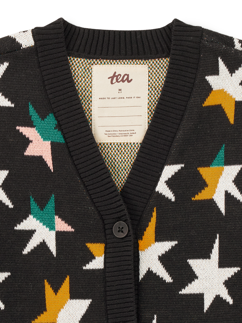 Long Iconic Stars Cardigan in Colorblock Stars - View 2