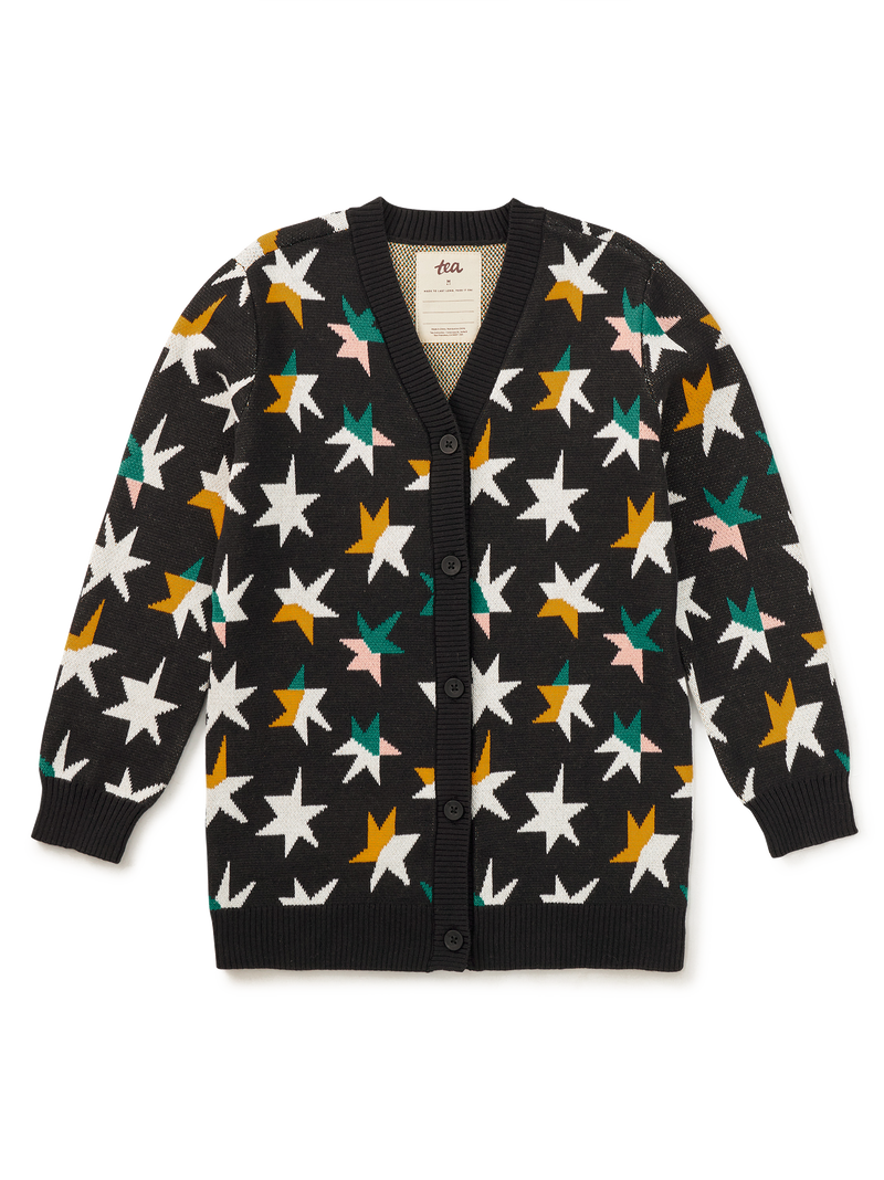 Long Iconic Stars Cardigan in Colorblock Stars - View 1