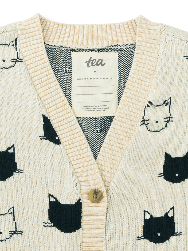 Long Iconic Cat Cardigan in Turkish Cats - View 2
