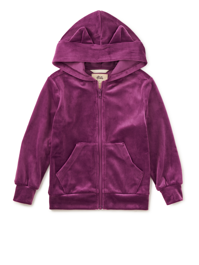 Cat Ears Velour Hoodie in Cosmic Berry - View 1