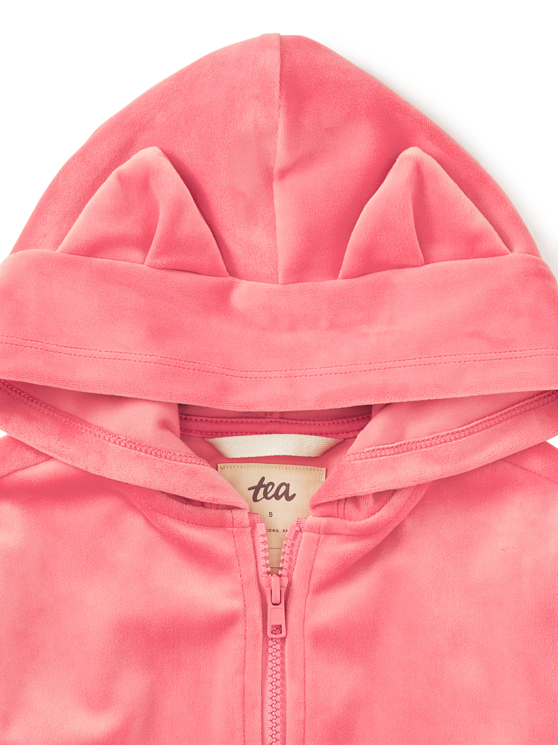 Cat Ears Velour Hoodie in Mauveglow - View 2