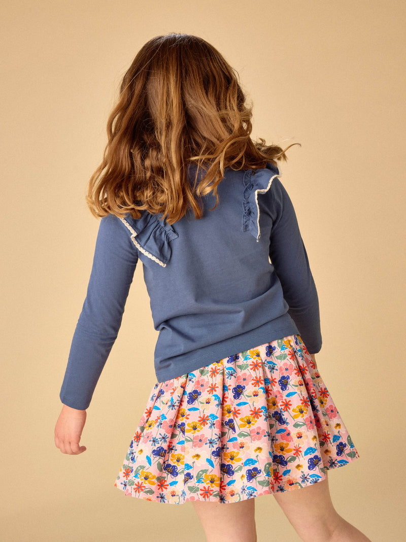 Pleated Jersey Skirt in French Tossed Floral - View 2