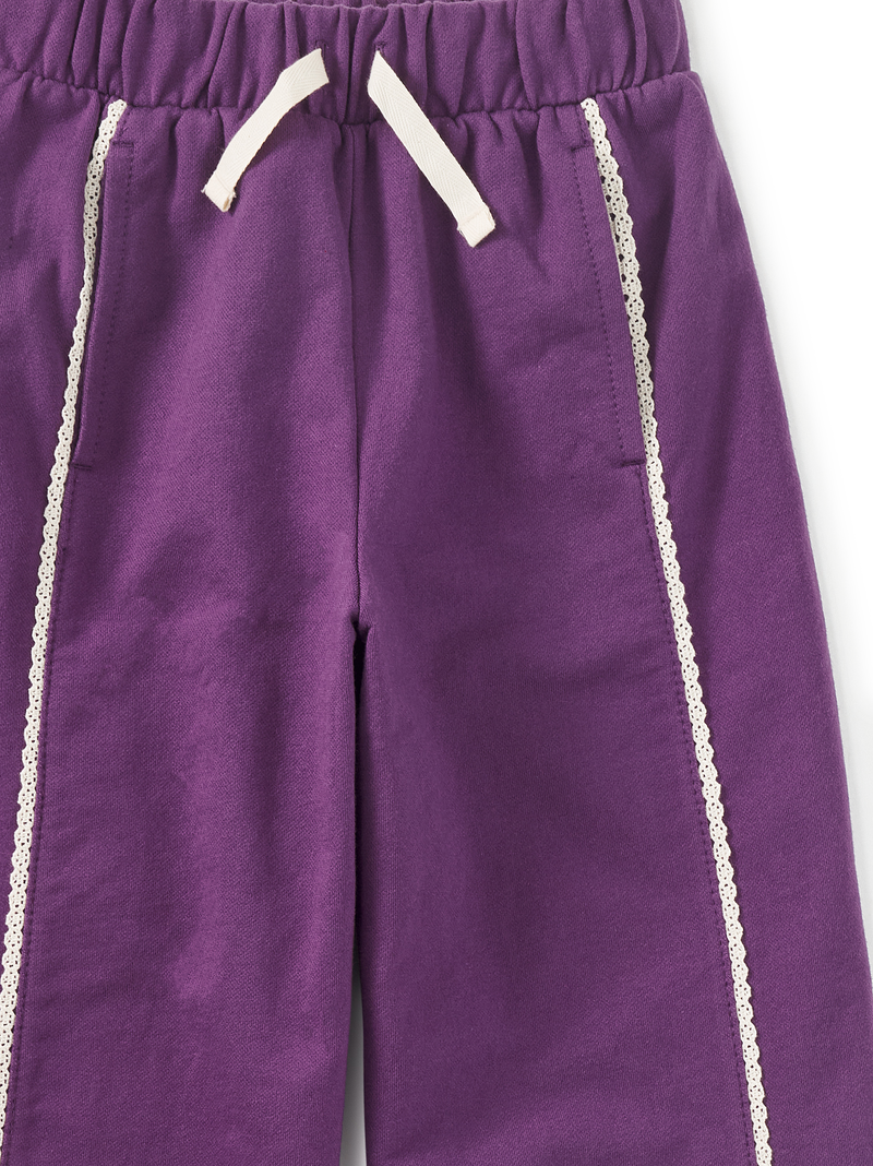 Lace Trim Track Pants in Regal Purple - View 2