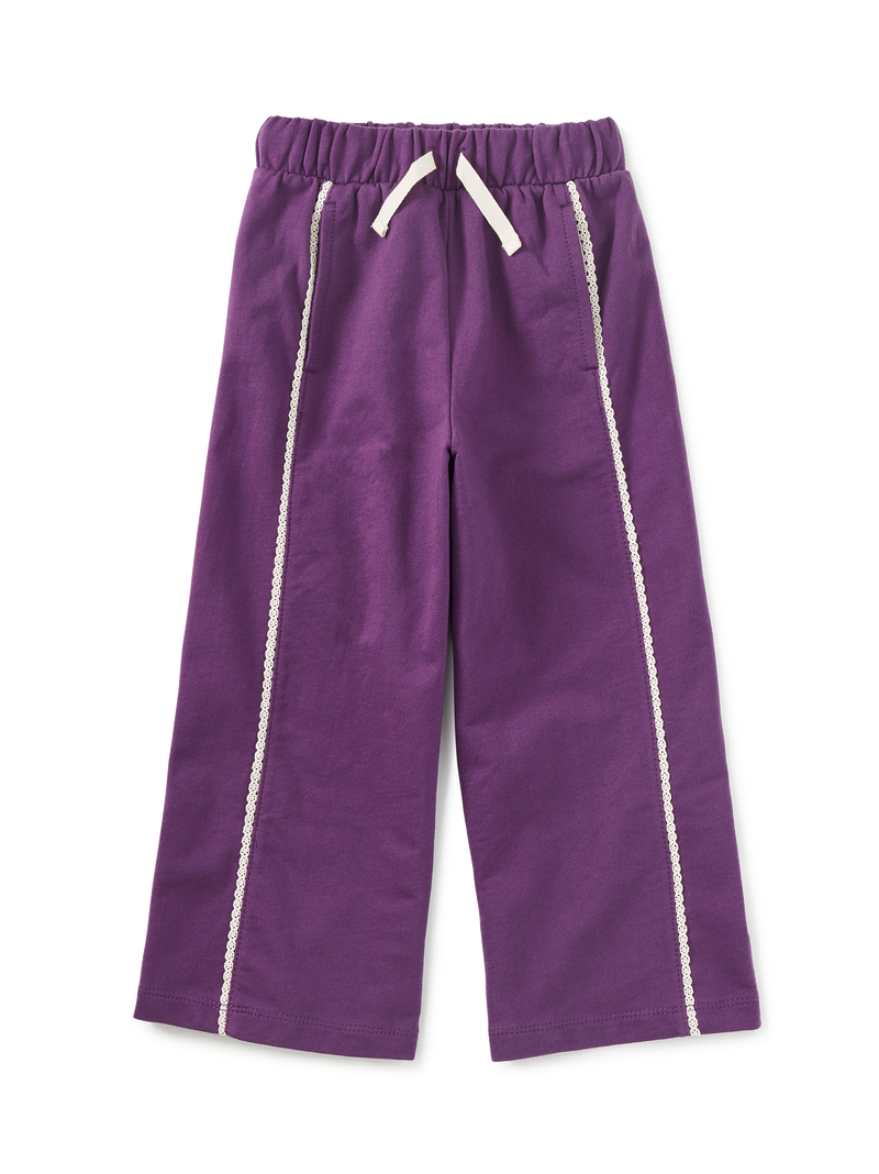 Lace Trim Track Pants in Regal Purple - View 1