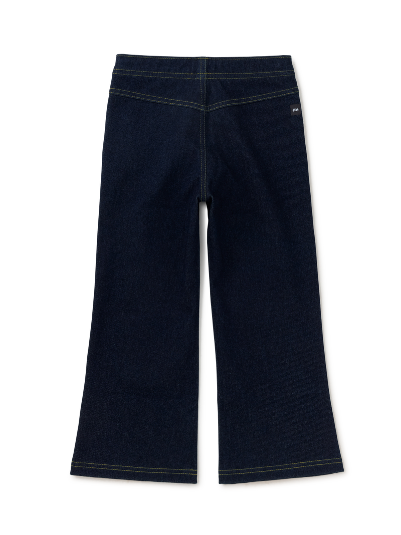 Denim-Like Flare Pants in Dark Wash - View 2
