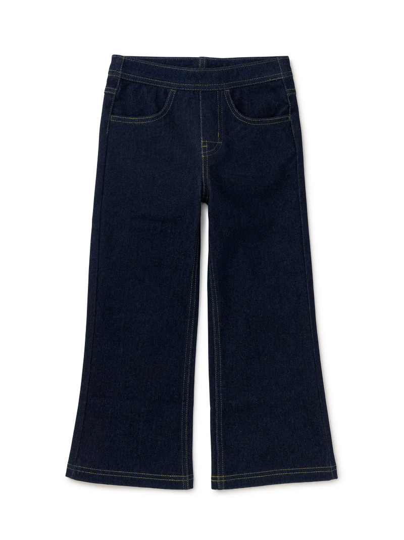 Denim-Like Flare Pants in Dark Wash - View 1