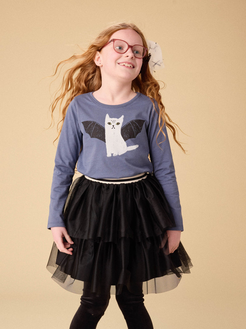 Tiered Tulle Skirt in Jet Black - View 2