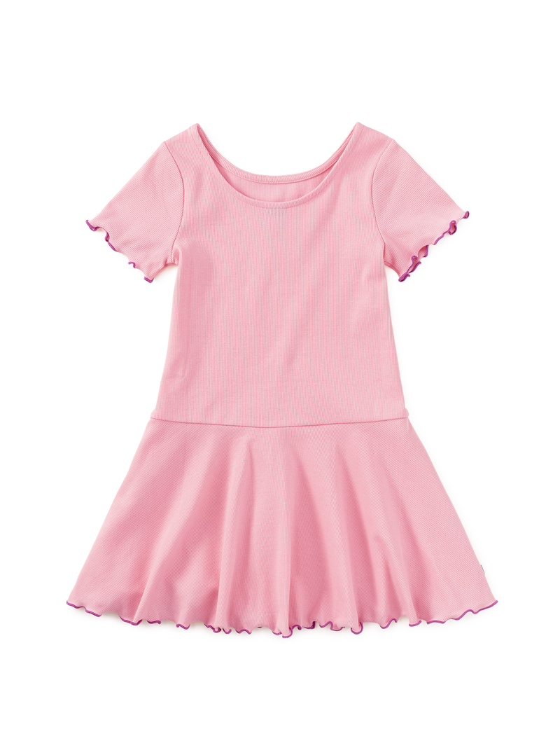 Ruffle Skater Ribbed Dress in Blossom - View 2
