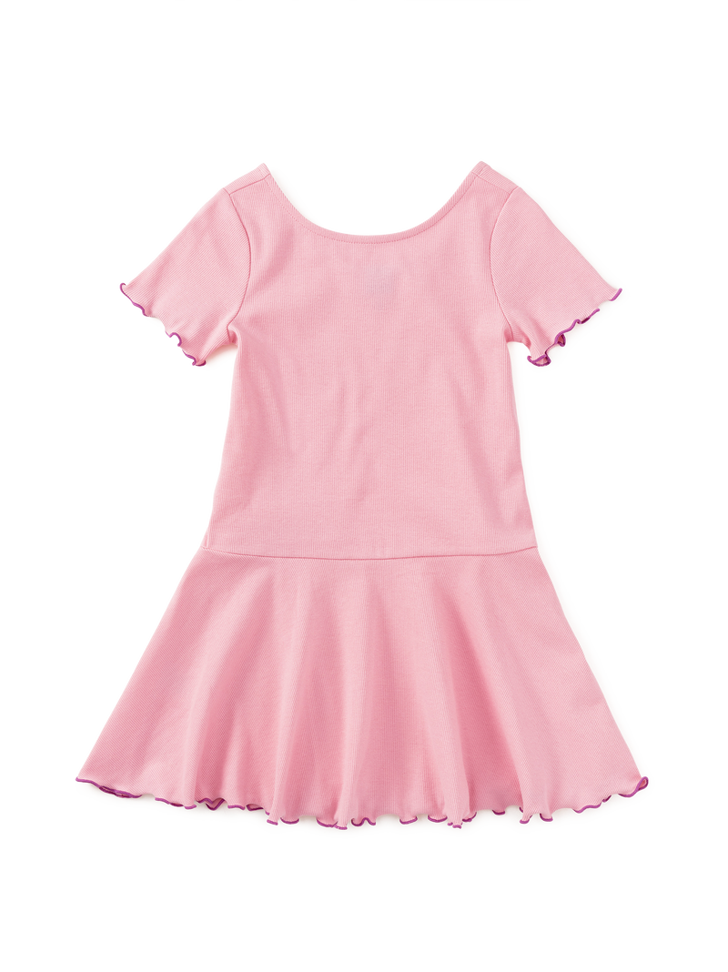 Ruffle Skater Ribbed Dress in Blossom - View 1