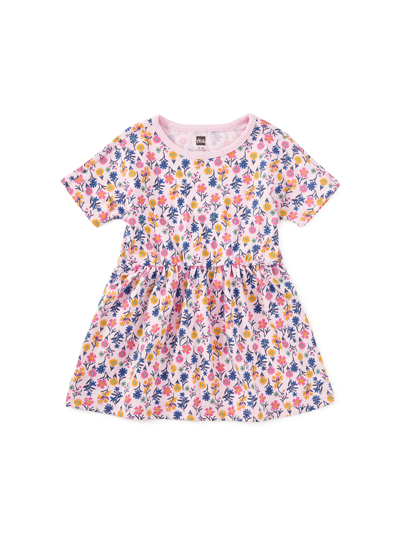 Short Sleeve Twirl Dress in Wildflowers - View 2