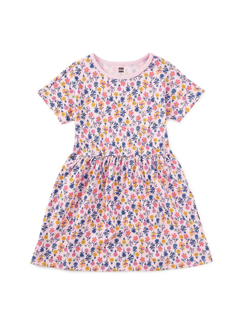 Short Sleeve Twirl Dress in Wildflowers - View 1