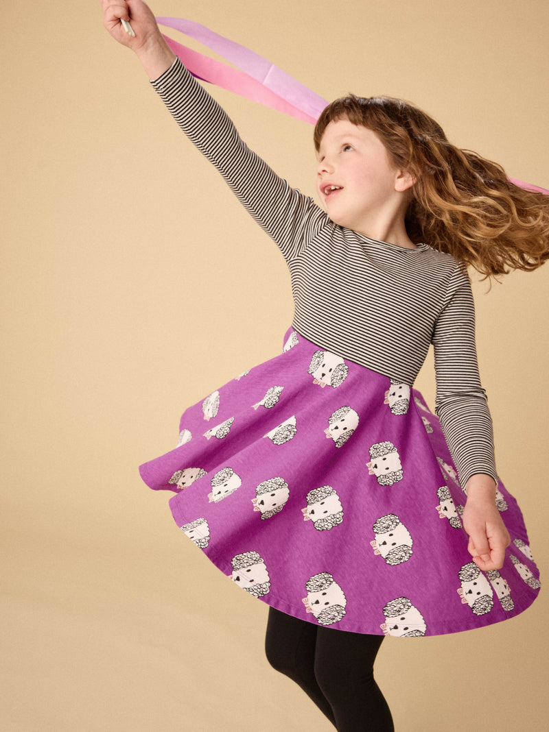 Print Mix Twirl Dress in Maltipoo - View 2