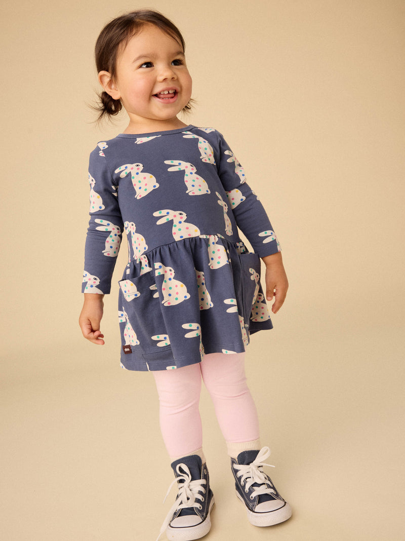 Long Sleeve Pocket Dress in Rice Ball Dot Bunny - View 2
