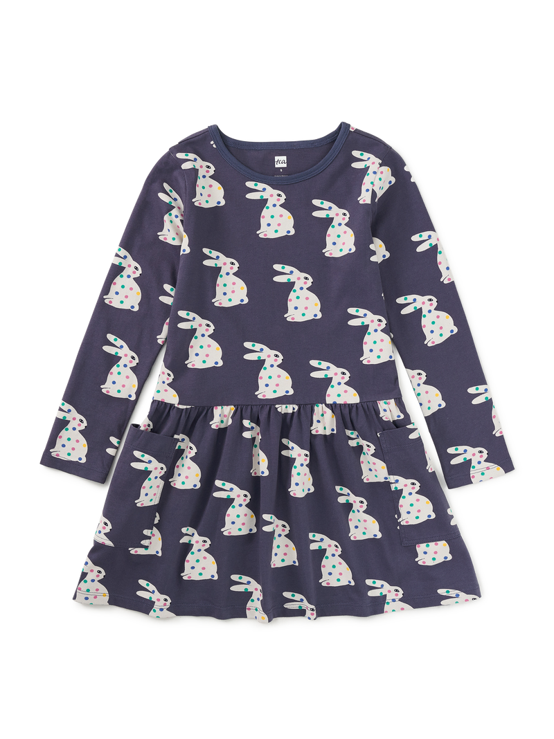 Long Sleeve Pocket Dress in Rice Ball Dot Bunny - View 1