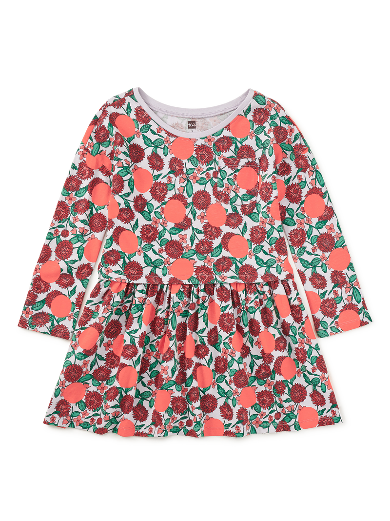 Printed Pocket Play Dress in Persimmon Dot Floral - View 1