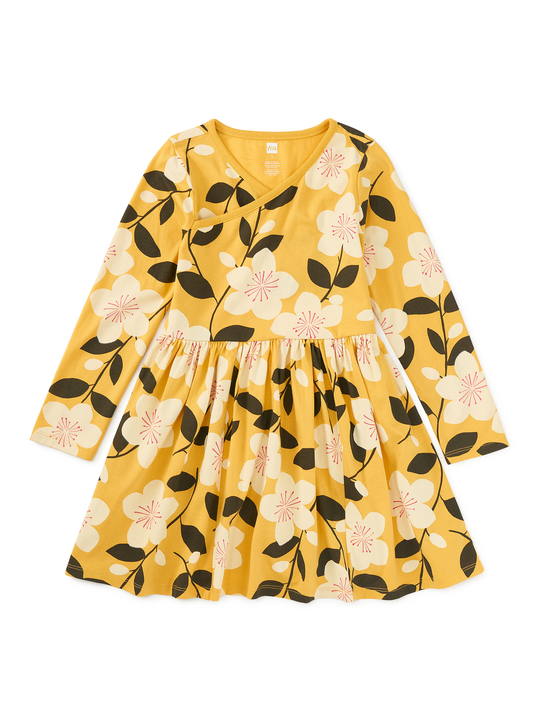 Long Sleeve Wrap Neck Dress