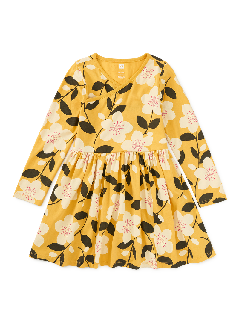 Long Sleeve Wrap Neck Dress in Plum Blossom - View 1