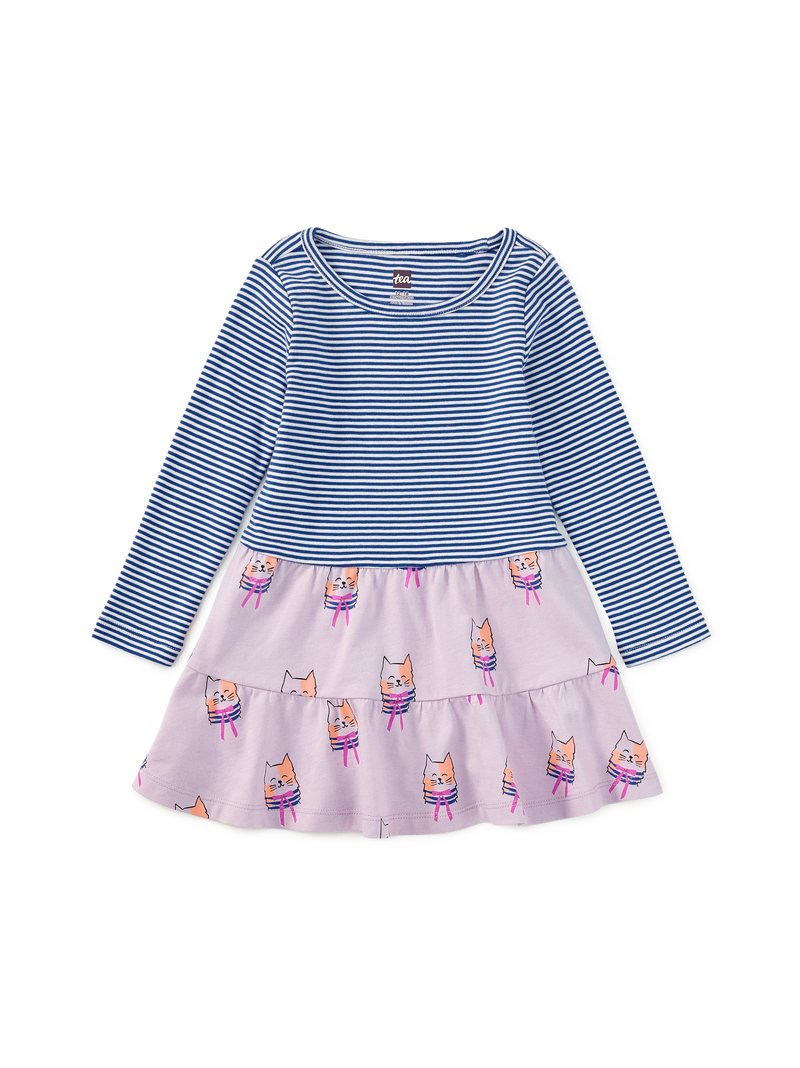 Tiered Skirted Twirl Dress in Bow Tie Cats - View 2