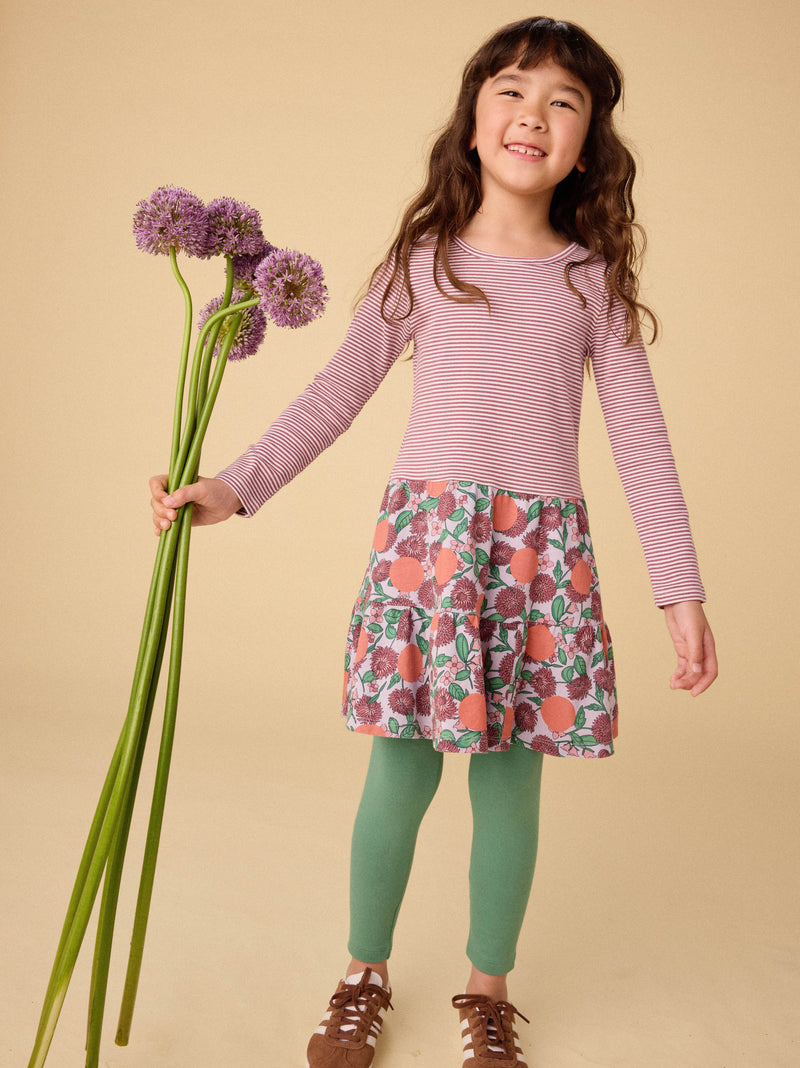 Tiered Skirted Twirl Dress in Persimmon Dot Floral - View 2