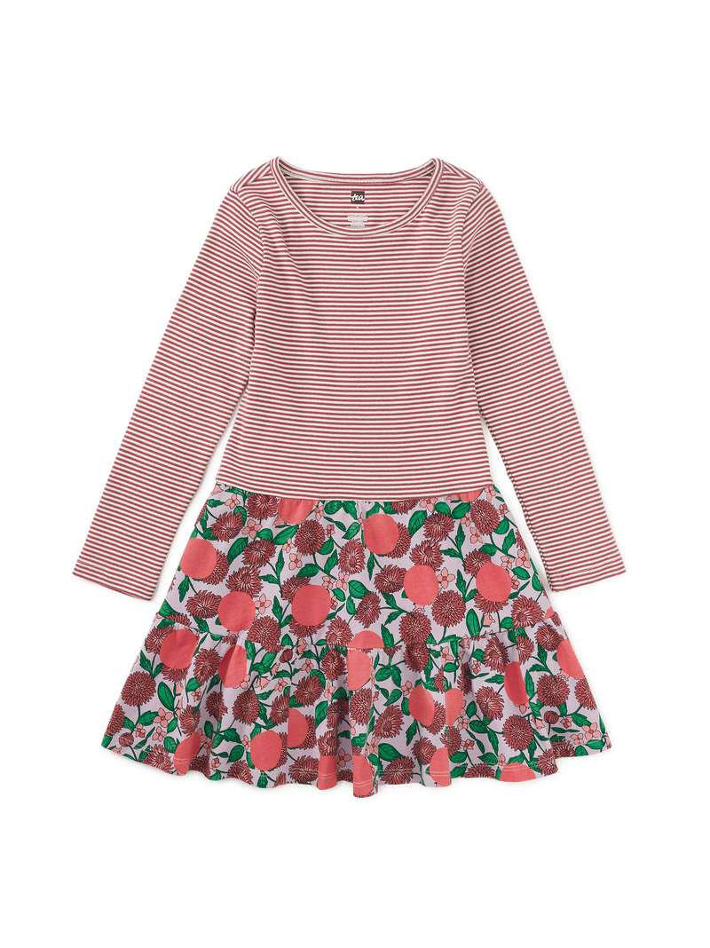 Tiered Skirted Twirl Dress in Persimmon Dot Floral - View 1
