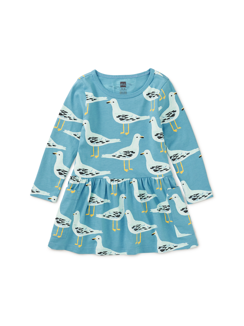 Long Sleeve Pocket Dress in Squabble Of Seagulls - View 2