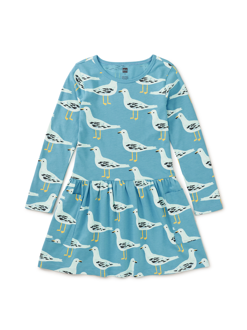 Long Sleeve Pocket Dress in Squabble Of Seagulls - View 1