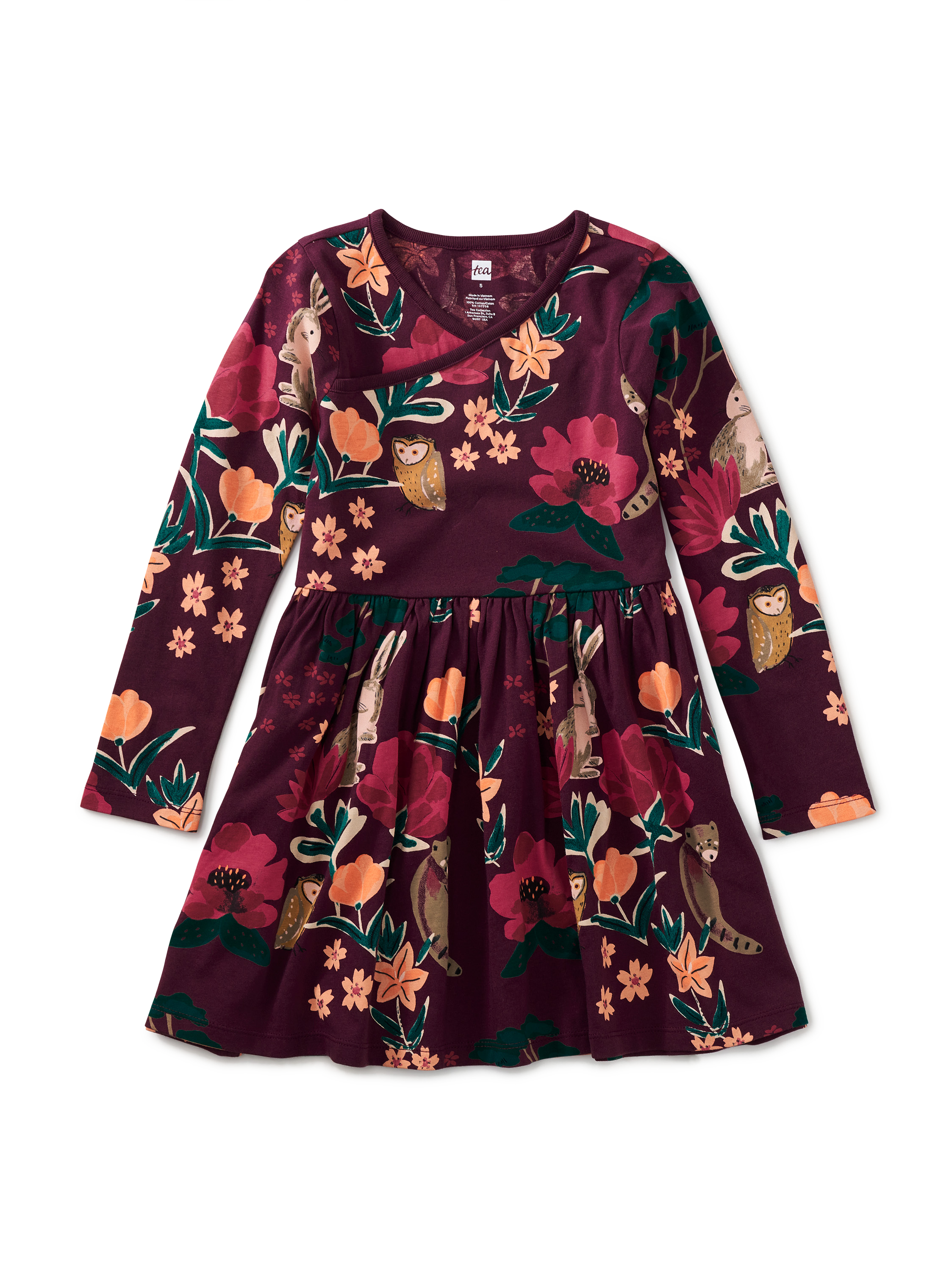 Long Sleeve Wrap Neck Dress