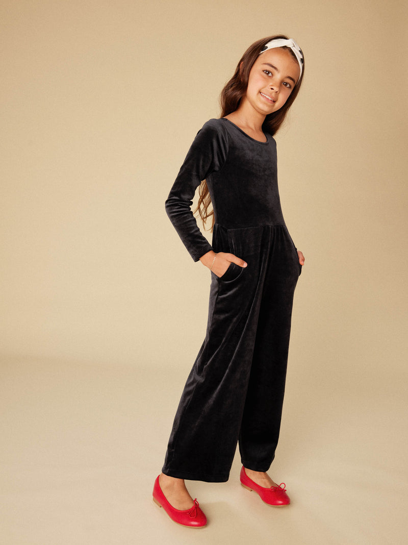 Just For Kicks Velour Jumpsuit in Jet Black - View 2