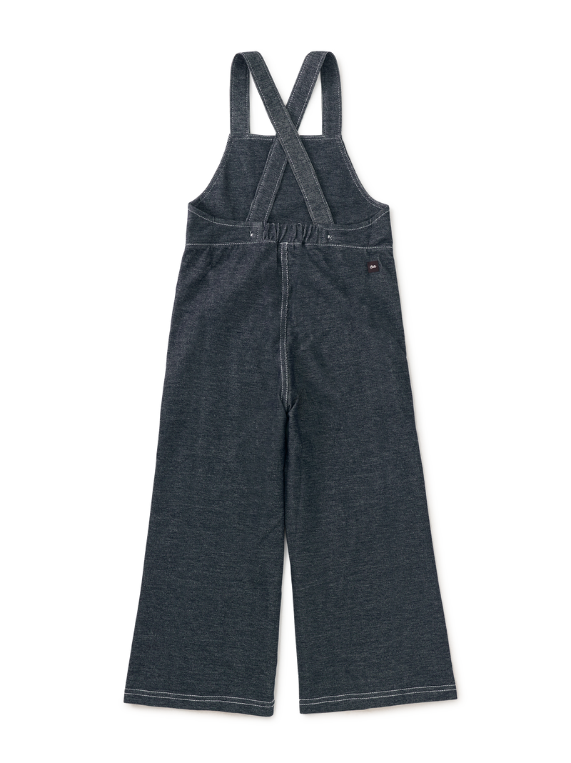 Wide Leg Denim-Like Overalls in Indigo - View 2
