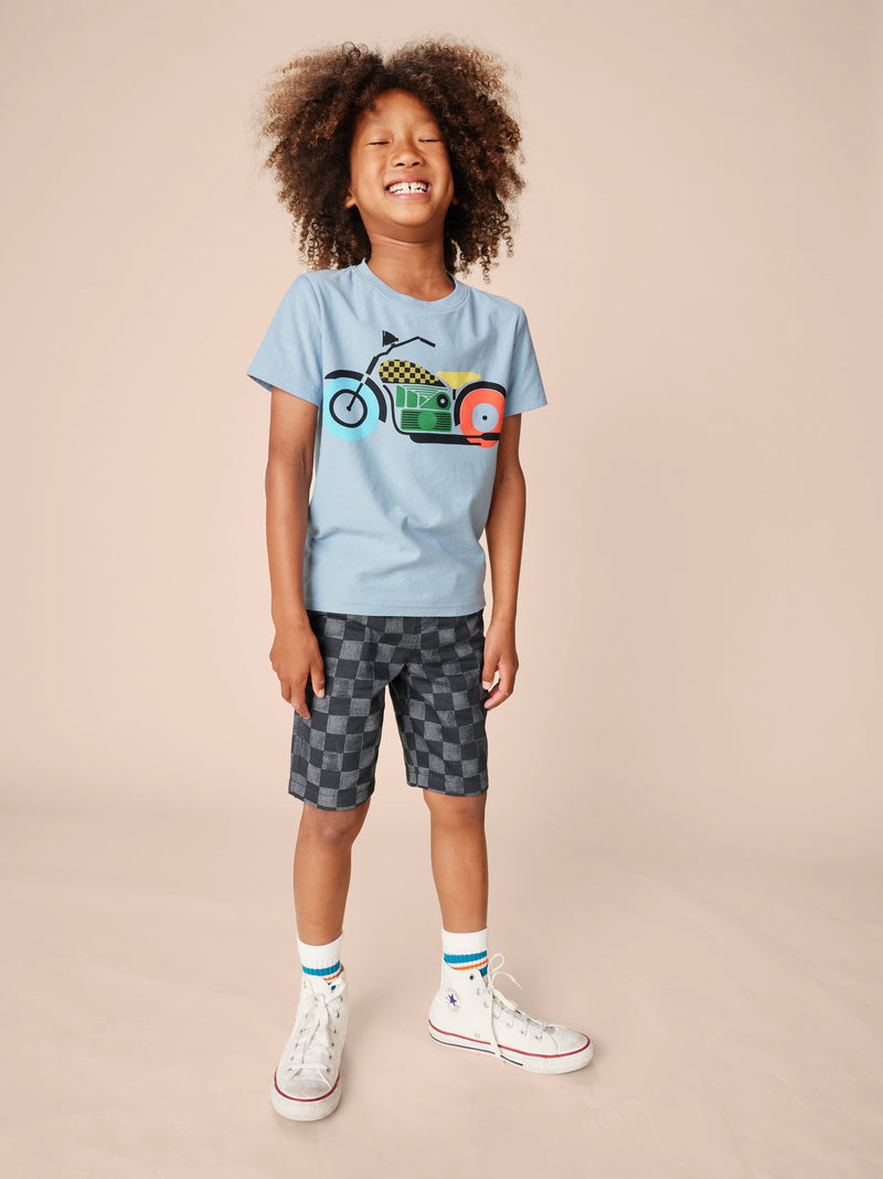 Nairobi Motorcycle Graphic Tee in Cloud - View 2